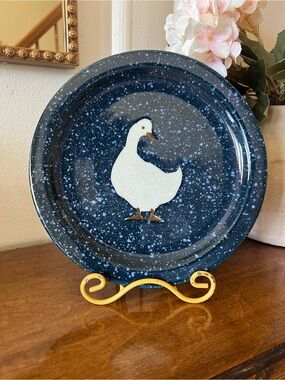Blue Speckled Duck Decorative Plate - Home Dining